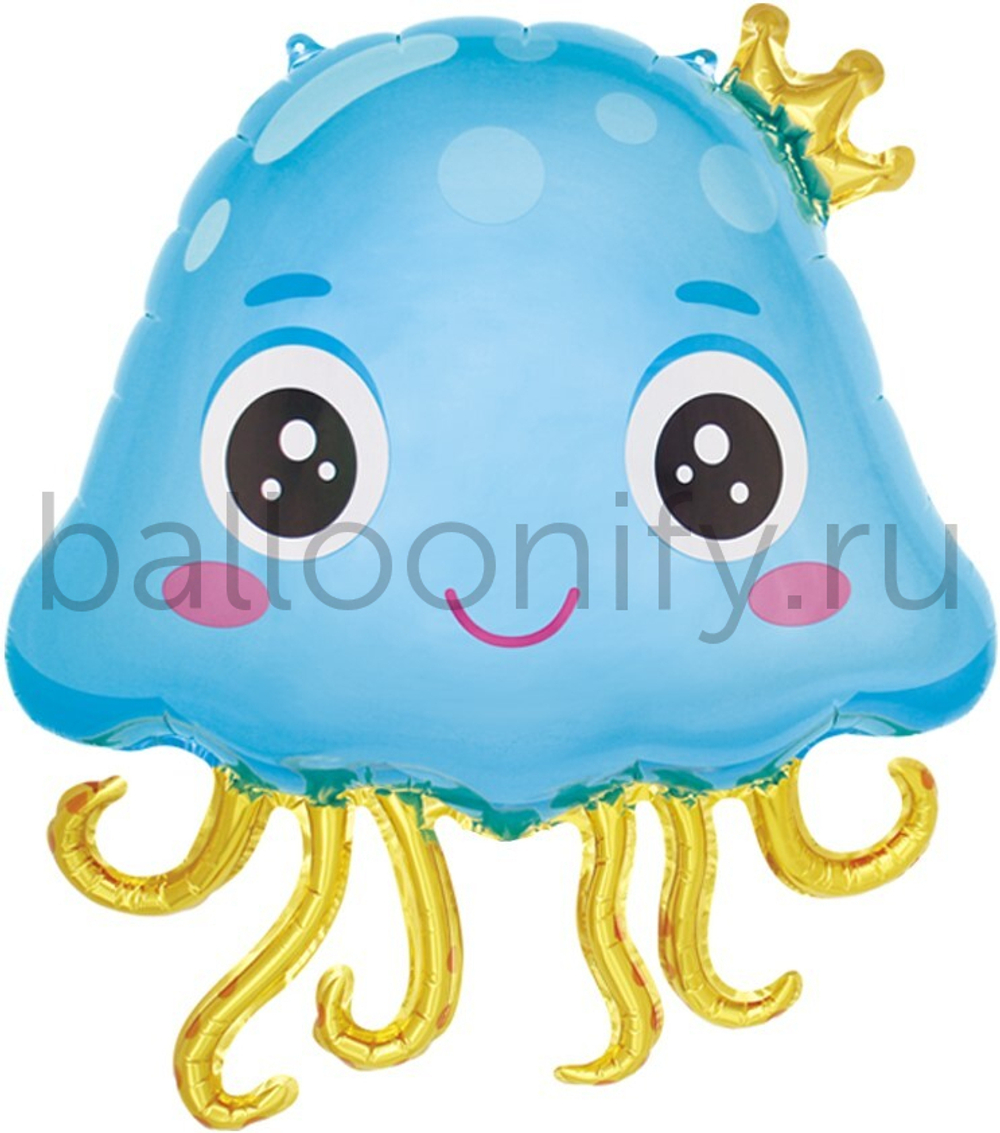 Шар (24''/61 см) Фигура, Малыш Осьминог, Голубой, 1 шт.