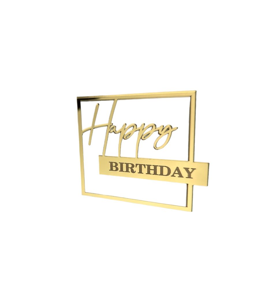 Топпер |Happy Birthday| акрил золото, 10*9см