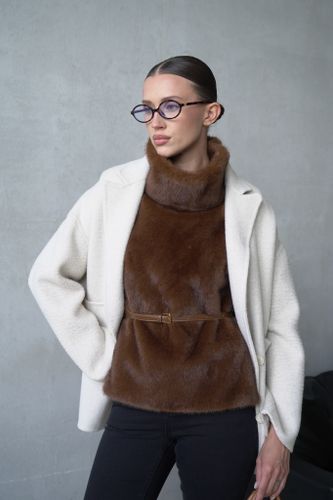 Двубортный пиджак из шерсти молочного цвета