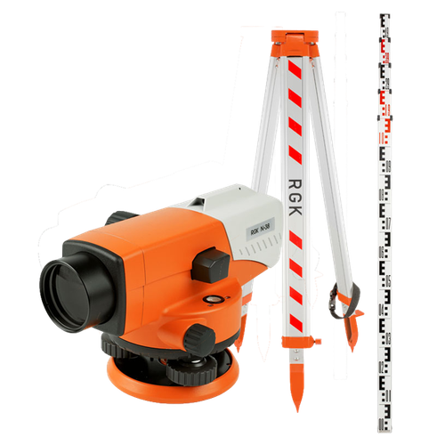 Комплект - оптический нивелир RGK N-38, рейка AMO S5 и штатив RGK S6-N N38S6S5