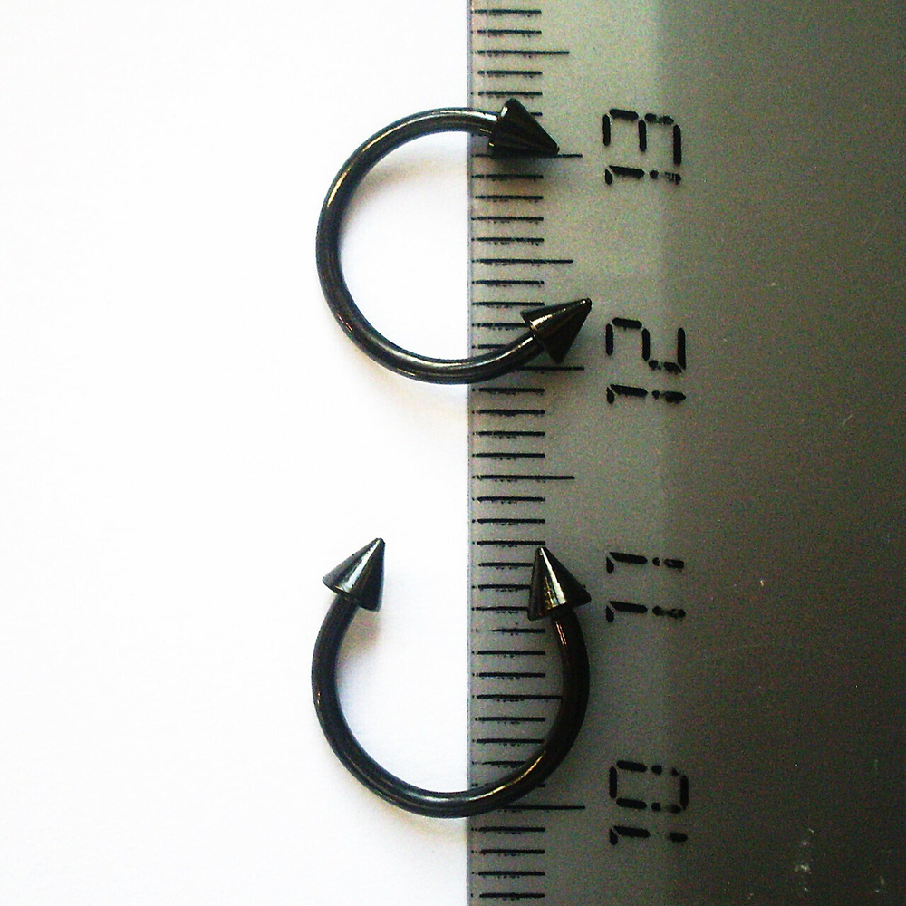 Подкова для пирсинга с конусами 3 мм, диаметр 10 мм, толщина 1,2 мм. Сталь 316L, титановое покрытие
