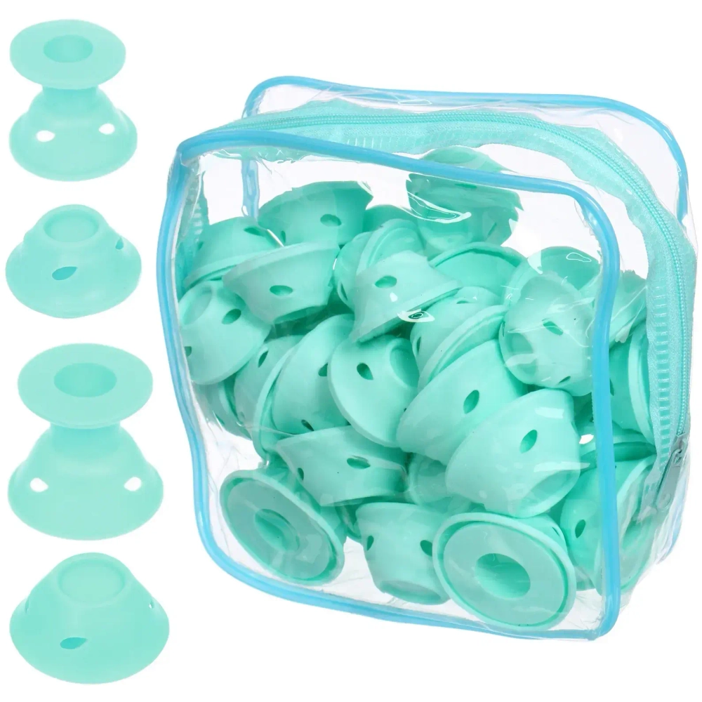 Бигуди силиконовые 40шт в косметичке «KUDRI», цвет голубой, два размера 2*5 и 1,5*3,9см