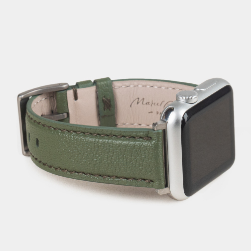 Ремешок для Apple Watch 44/45/46 mm из кожи козы, цвета хаки