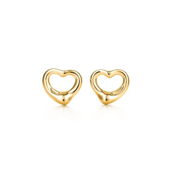Серьги Tiffany & Co. Elsa Peretti Open Heart Stud Earrings в желтом золоте