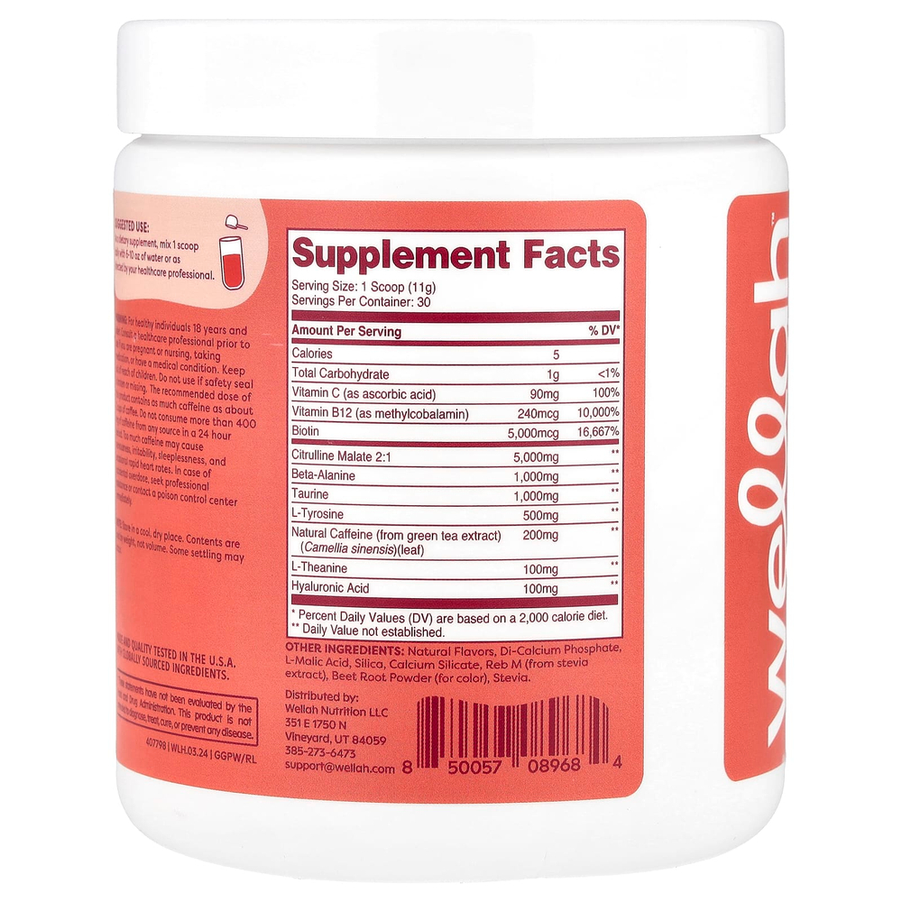 Wellah, Get-Going Pre-Workout, Fruit Punch, 327 г (11,7 унции)