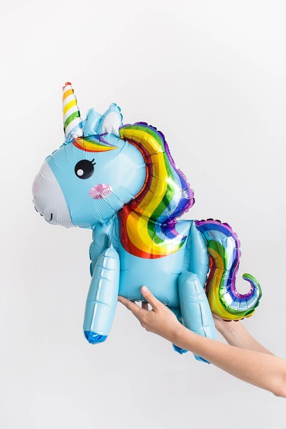 К 22''/56 см Ходячая фигура Единорог Радужный Голубой (воздух)  Изображение2