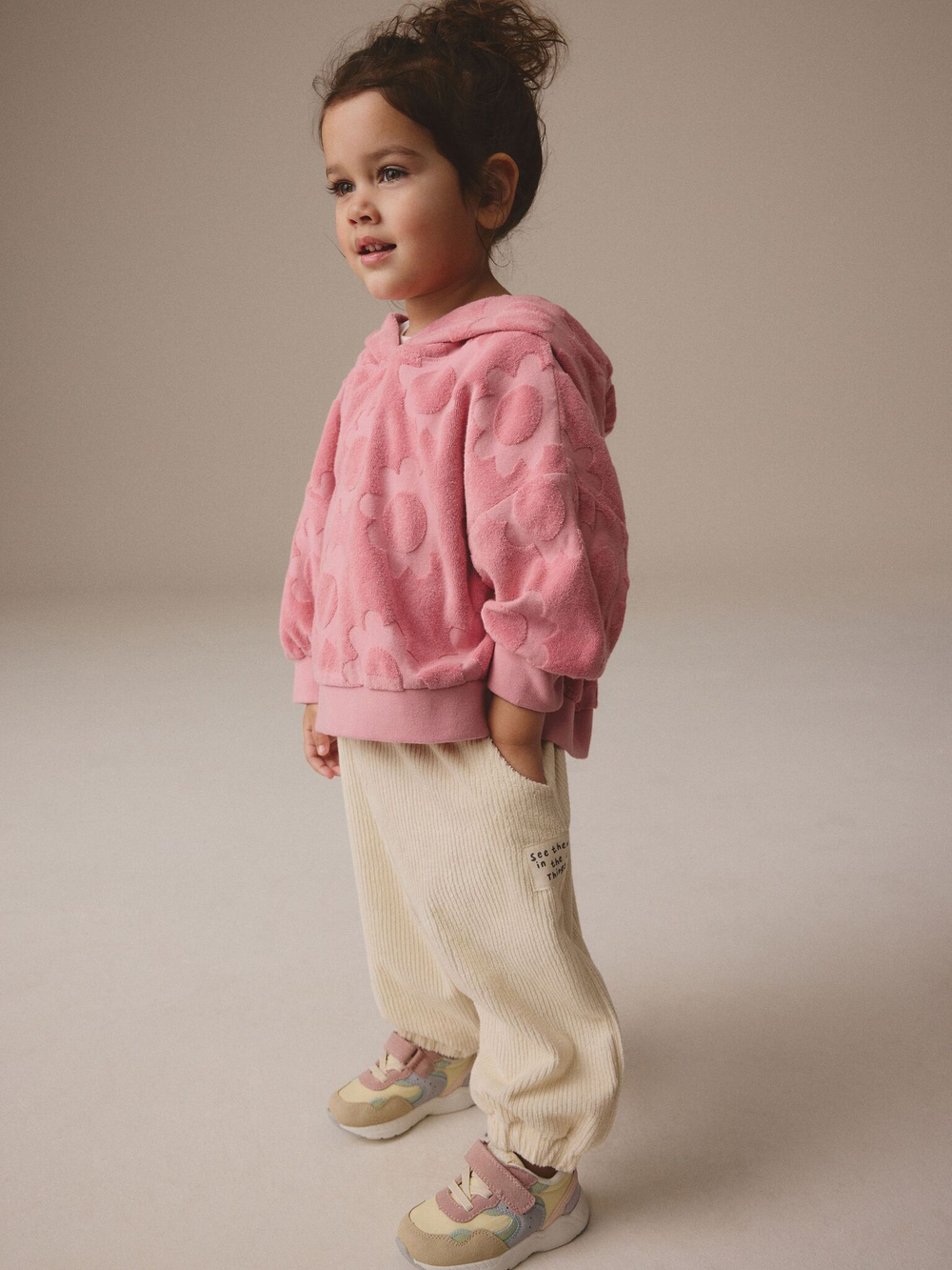 Толстовка с капюшоном и джоггеры в комплекте для девочки Next E54-946, Розовый, Бежевый