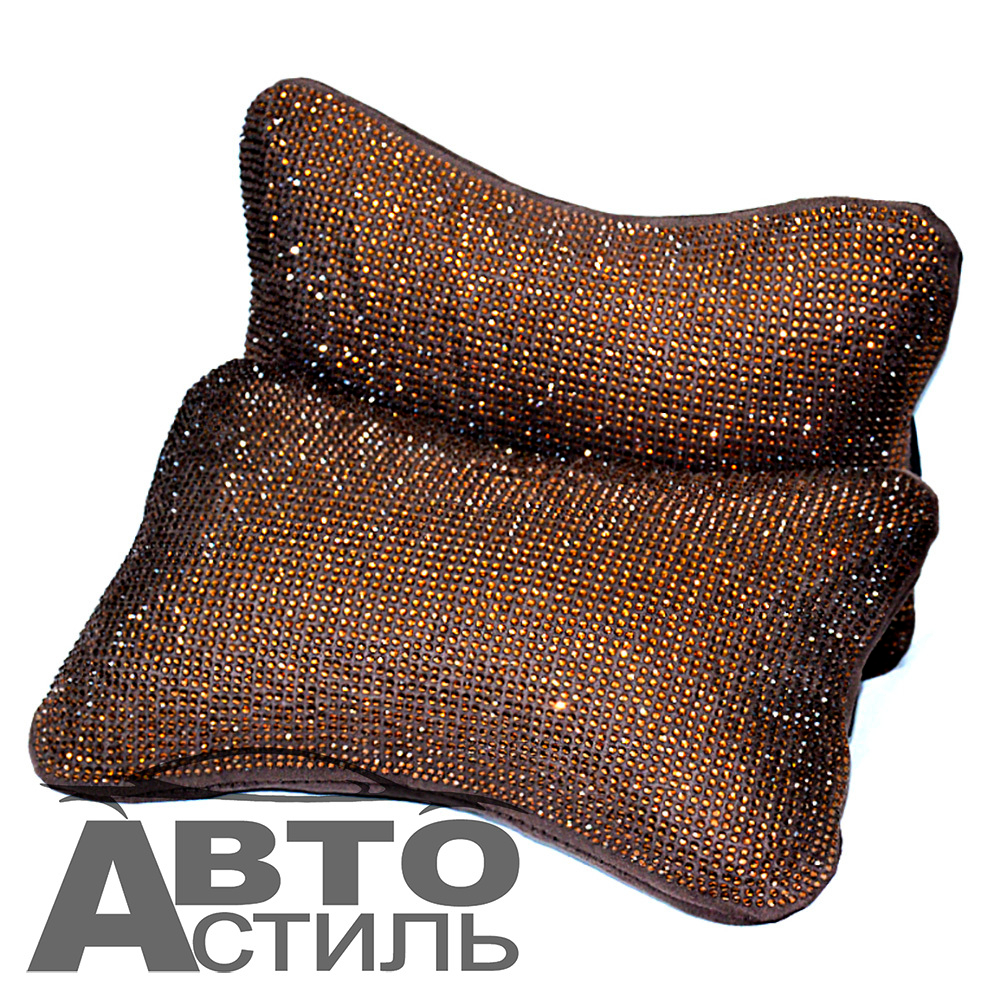 Подушки на подголовник Coolpart - DIAMOND (2шт) - P20-CH - Замша+шоколад Стразы