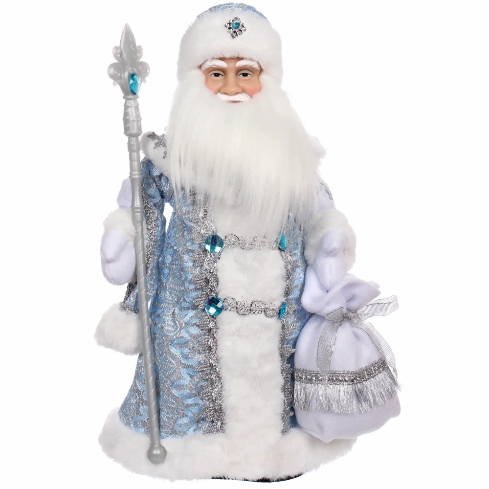Дед Мороз музыкальный «Новый год на пороге» 40 см (голубая шубка)