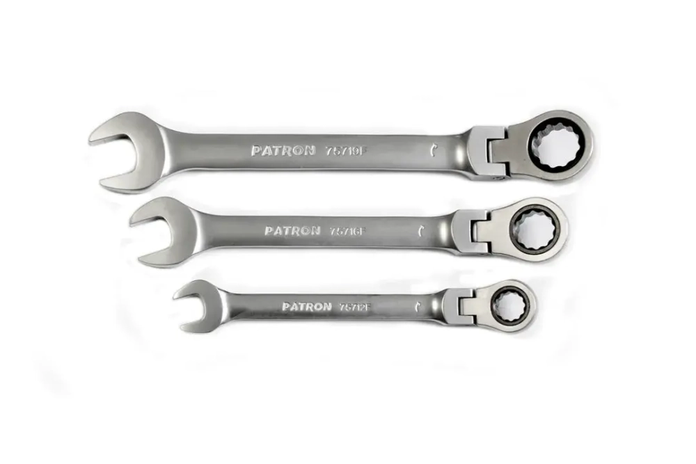 Ключ комбинированный трещоточный с шарниром 19мм PATRON P-75719F