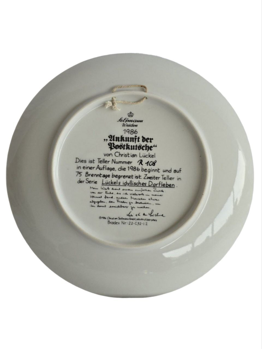 Тарелка декоративная "Прибытие дилижанса" Германия