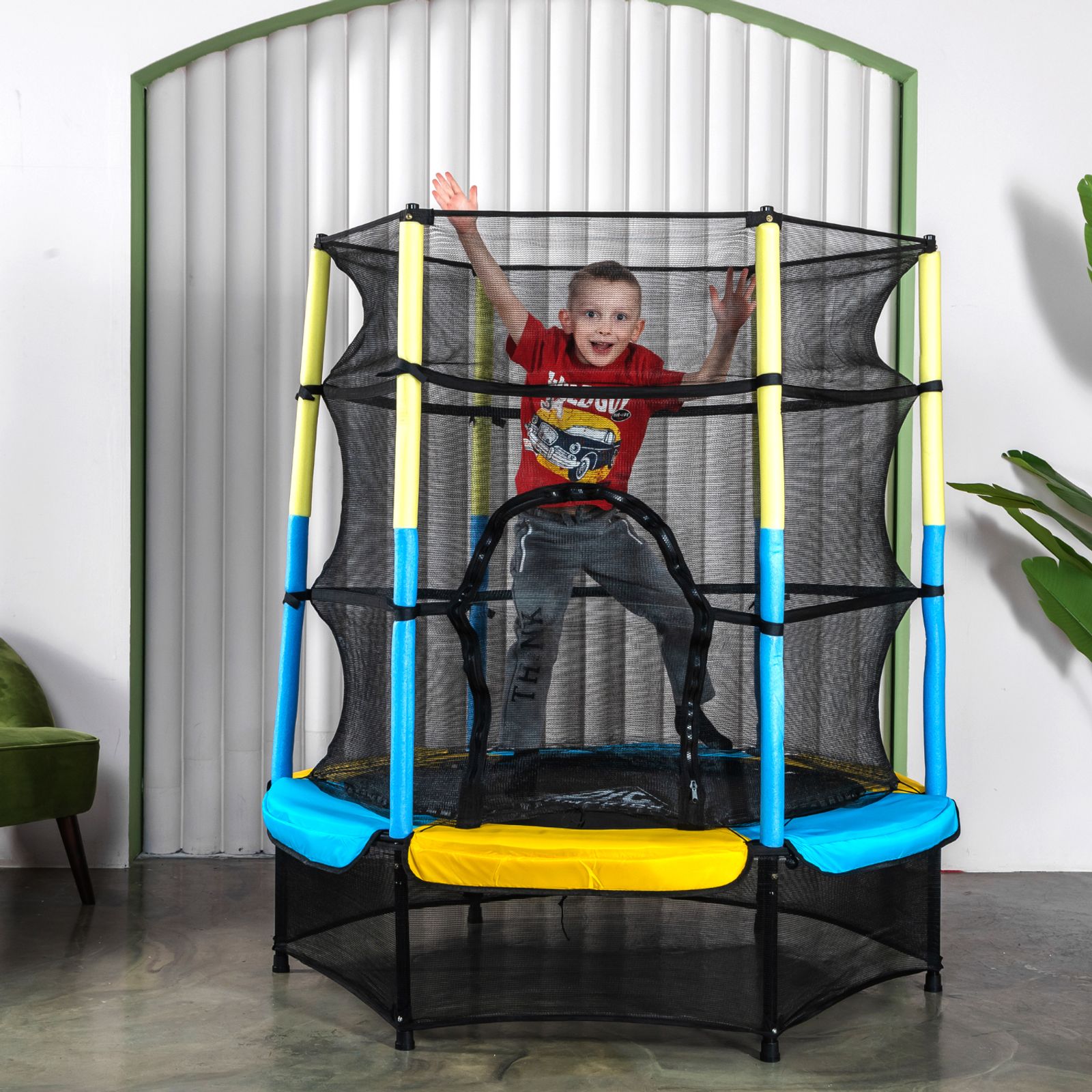 Батут DFC JUMP KIDS 55" желто-синий фото №9