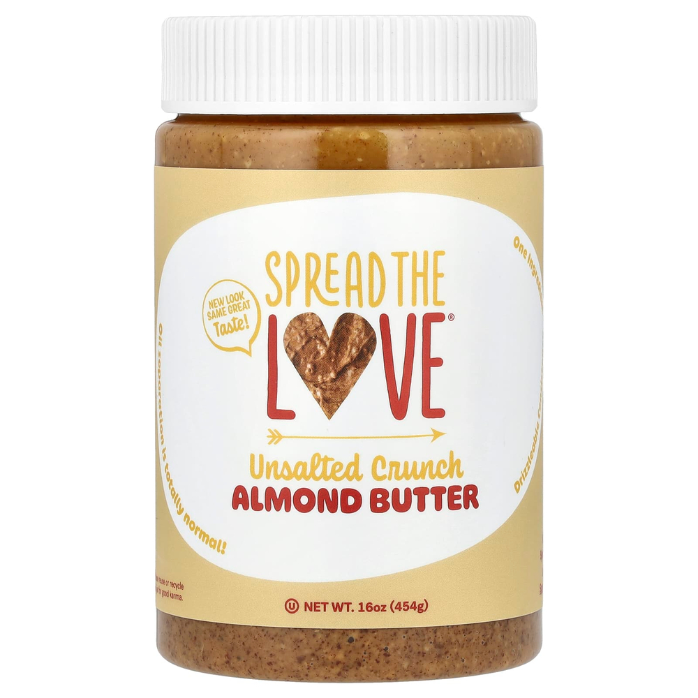 Spread The Love, Миндальная паста, хрустящая несоленая, 454 г (16 унций)