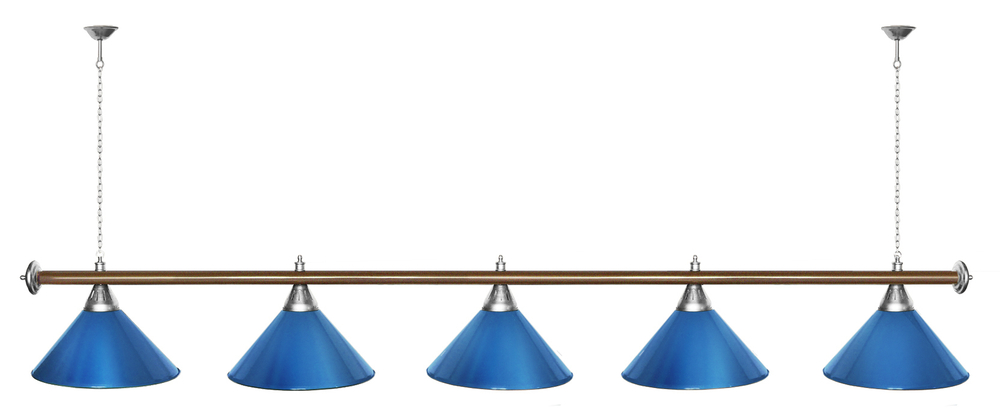 Лампа STARTBILLIARDS 5 пл. (плафоны зеленые,штанга золотая,фурнитура золото)