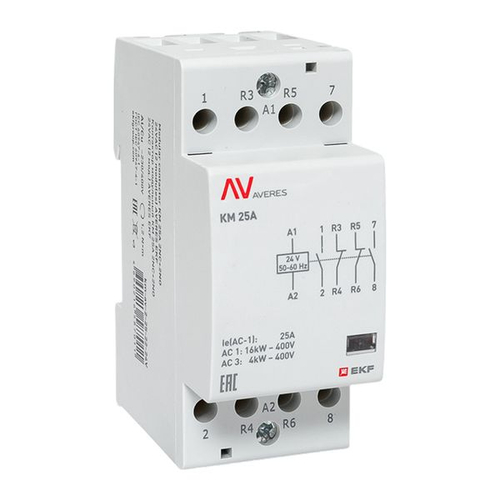 Контактор модульный КМ 25А 2NO+2NC 24В АС (2 мод.) AVERES EKF
