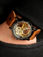 Часы скелетоны механические Power Black Brown YOURTIME