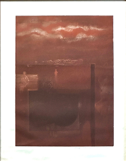 Гречина Ольга Николаевна . Вечер. СССР. 1981 г. Цветной офорт, акватинта, 75,5×60 см.