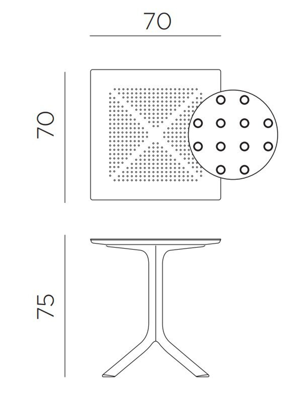 Стол пластиковый обеденный Nardi Clip 70, агава