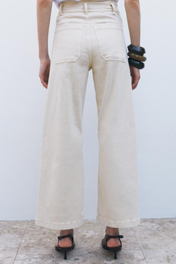 ZARA ДЖИНСЫ MARINE STRAIGHT LEG С ВЫСОКОЙ ПОСАДКОЙ И КАРМАНАМИ — ZW COLLECTION, КАМЕННО-СЕРЫЙ