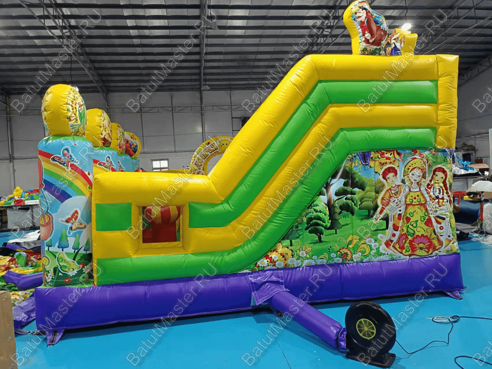 Коммерческий надувной батут "Русские сказки", 5x5x3.5 м.