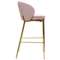 Барный стул Coral, 76 см, розовый велюр с золотыми ножками