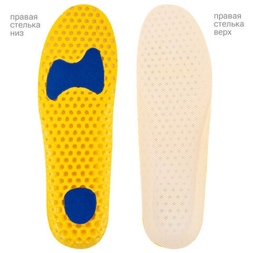 Стельки для обуви АНАТОМИЧЕСКИЕ СУПЕРДЫШАЩИЕ, материал EVA, размер RU 34-40 / EU 35-41, с линиями выреза, SHEGRA (ШЕГРА), 700750