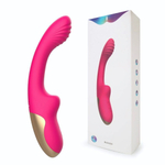 Розовый изогнутый ребристый вибромассажер - 21 см. (Цвет: розовый)