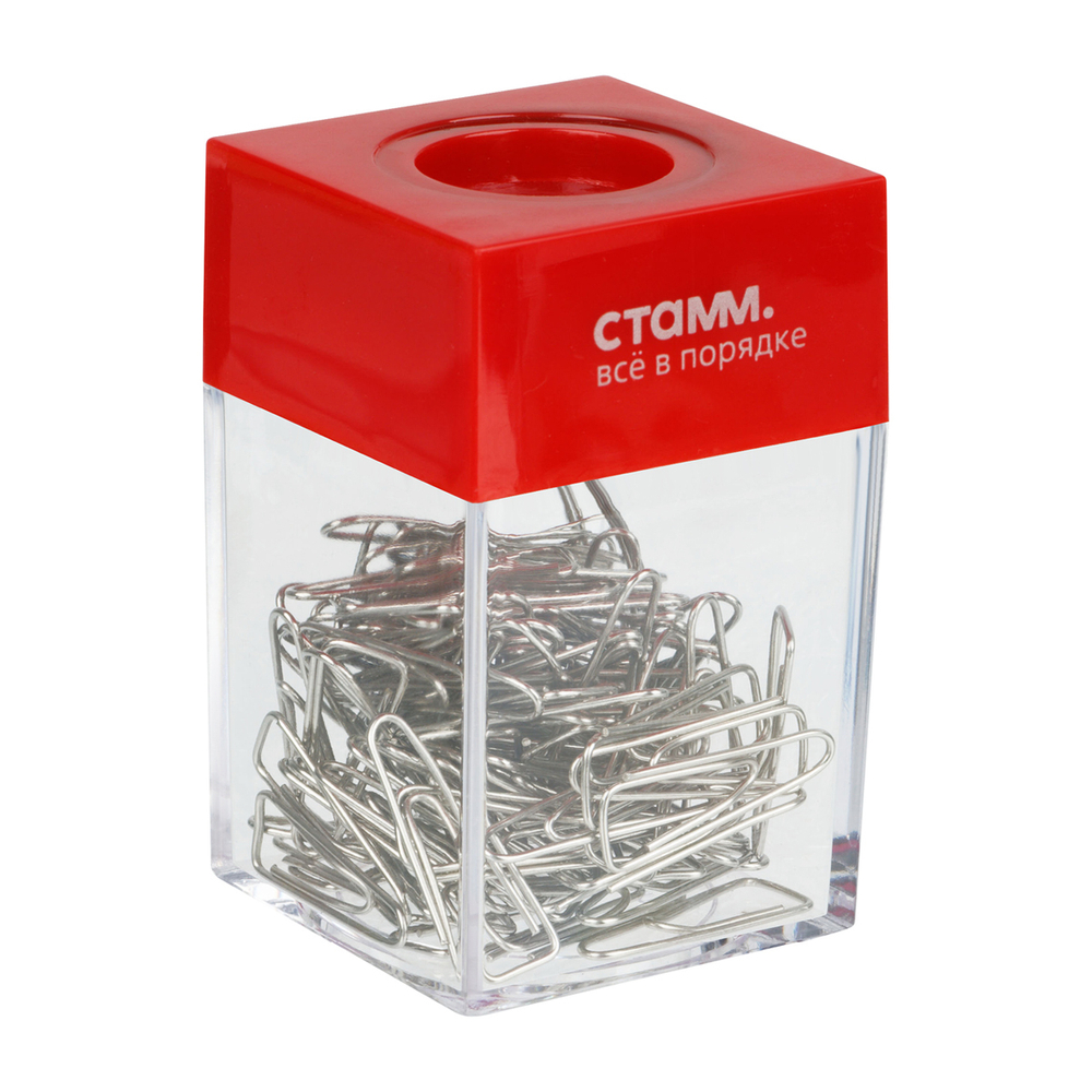 Скрепочница магнитная СТАММ, без скрепок, ассорти, картонная коробка