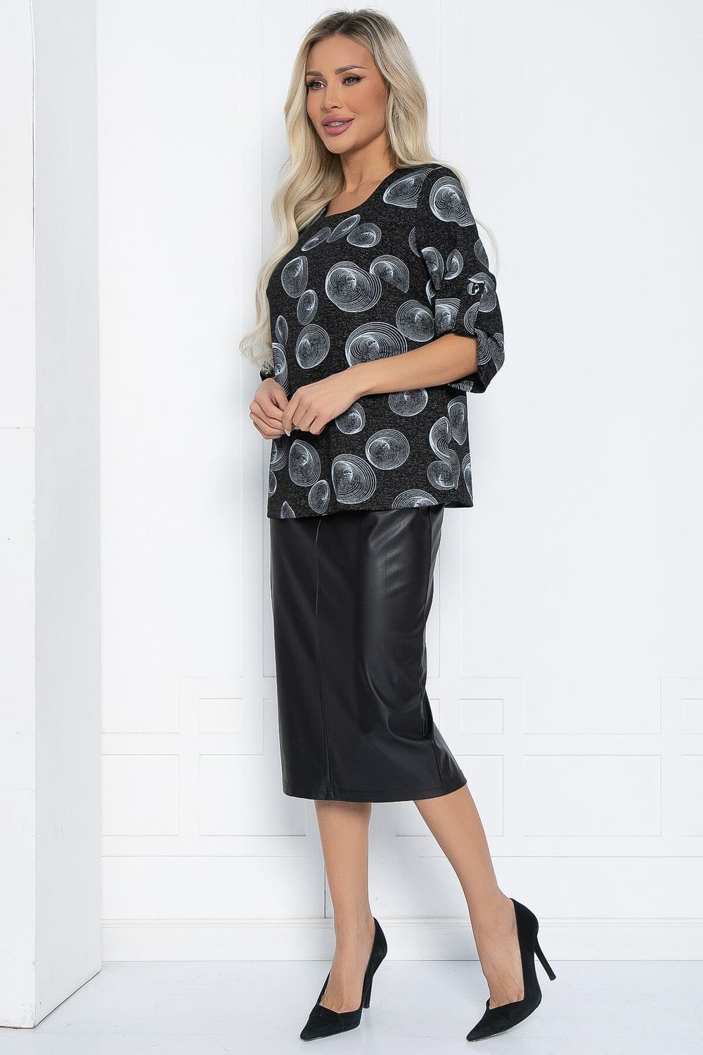 Джемпер Дэрби (черный/круги) Б12446-10 LT Collection