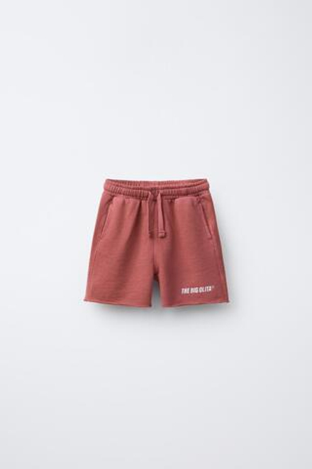 ZARA ШОРТЫ ИЗ МЯГКОЙ ТКАНИ С ЛОГОТИПОМ, РОЗОВЫЙ