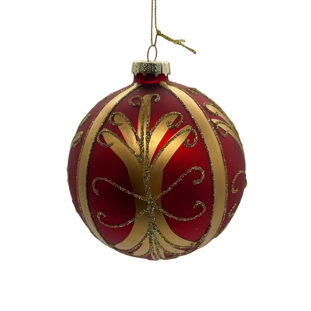 Шар красный с орнаментом [Арт.P 33180]