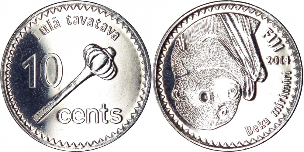 Фиджи 10 центов, 2012 - 2024 Летучая лисица XF