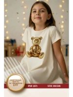 Термонаклейка на одежду, термопринт Мишка золото