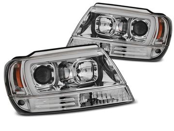 Передние фары Tube Light для Jeep Grand Cherokee WJ (99-05) Chrome
