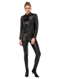 Косуха укороченная демисезонная куртка из натуральной кожи