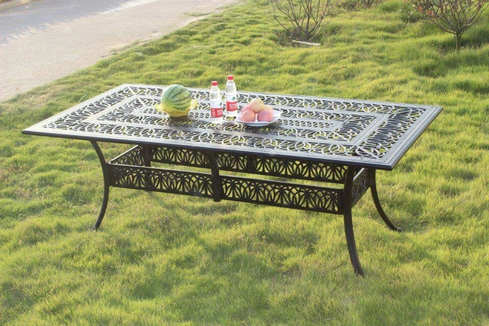 Литой стол из алюминия на 8 персон, античная бронза