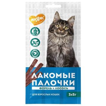 Мнямс Лакомые Палочки с Лососем и форелью, 3 шт