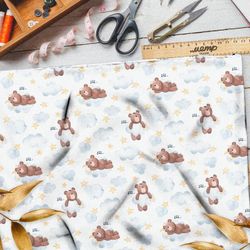 Ткань ниагара медвежата в облаках