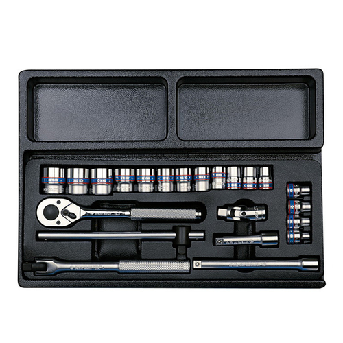 KING TONY (9-3523MR) Набор торцевых головок 3/8" с принадлежностями, ложемент, 23 предмета