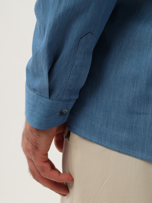 Сорочка мужская ZEER длинный рукав, цвет синий, хлопок 100% 58041 04