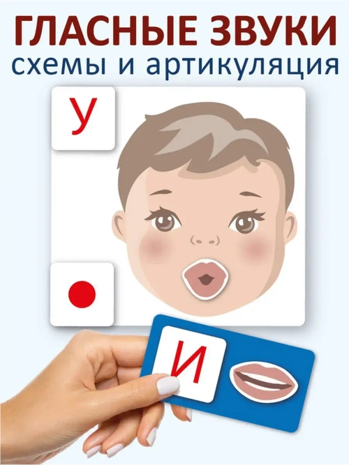 Логопедические игра "Символы гласных звуков". Пособие для развития речи. Карточки болталки для малышей