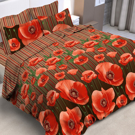 Комплект постельного белья "ВЛ. МАКОВАЯ ФЕЕРИЯ", бязь, 100% хлопок, Россия.