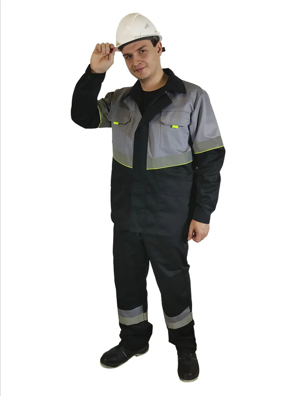 Костюм мужской летний «ЮЖНАЯ ШИРОТА» (куртка+брюки) цв.черный/серый