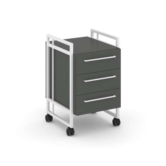 Rift Direct Тумба мобильная RF.TMR-001 Антрацит NEW/Металл Белый/Белый Ручки 424*500*680