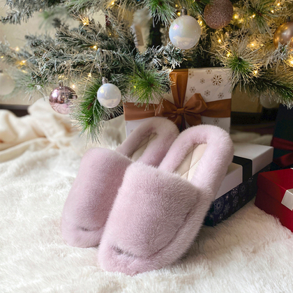 Шлепанцы для дома и улицы из норки | Пудра