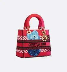 Сумка женская Dior Lady D-lite, модель среднего формата красный