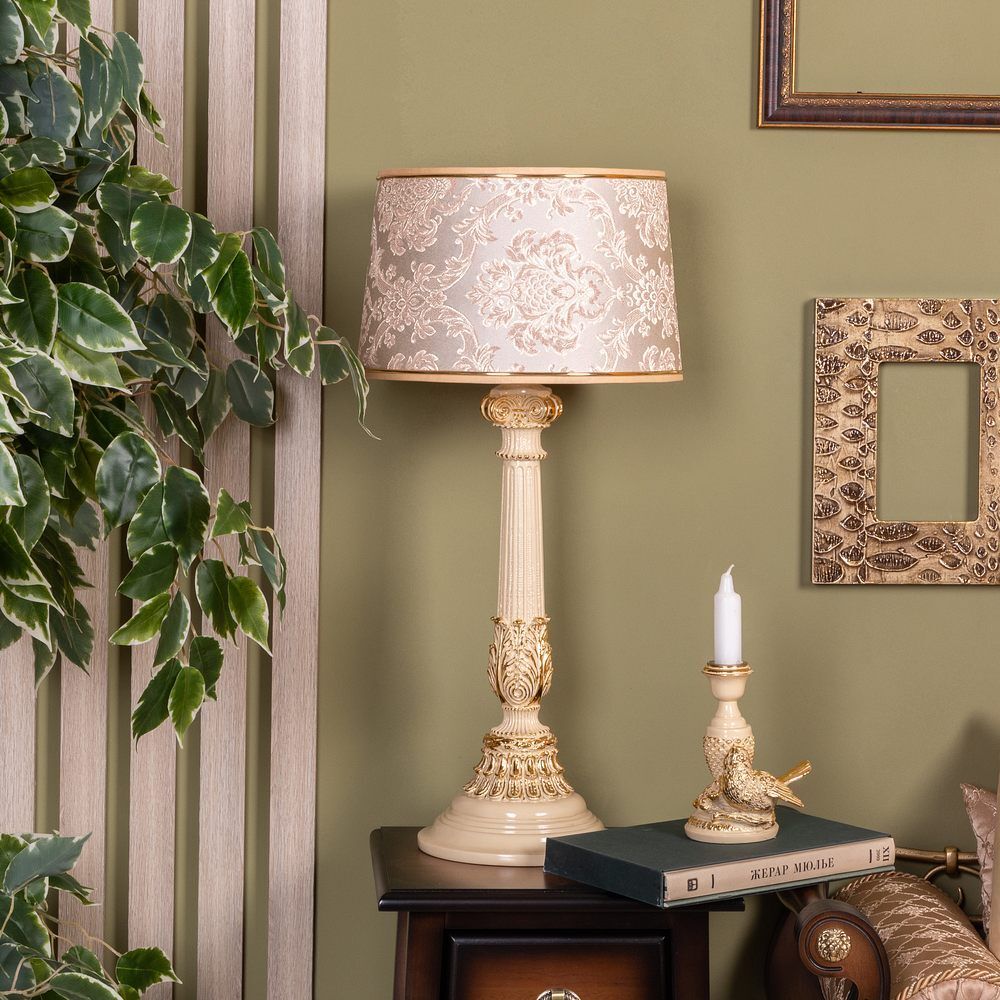 Настольная лампа Колонна Испанская Айвори Тюссо Vatican (Ватикан) Крем