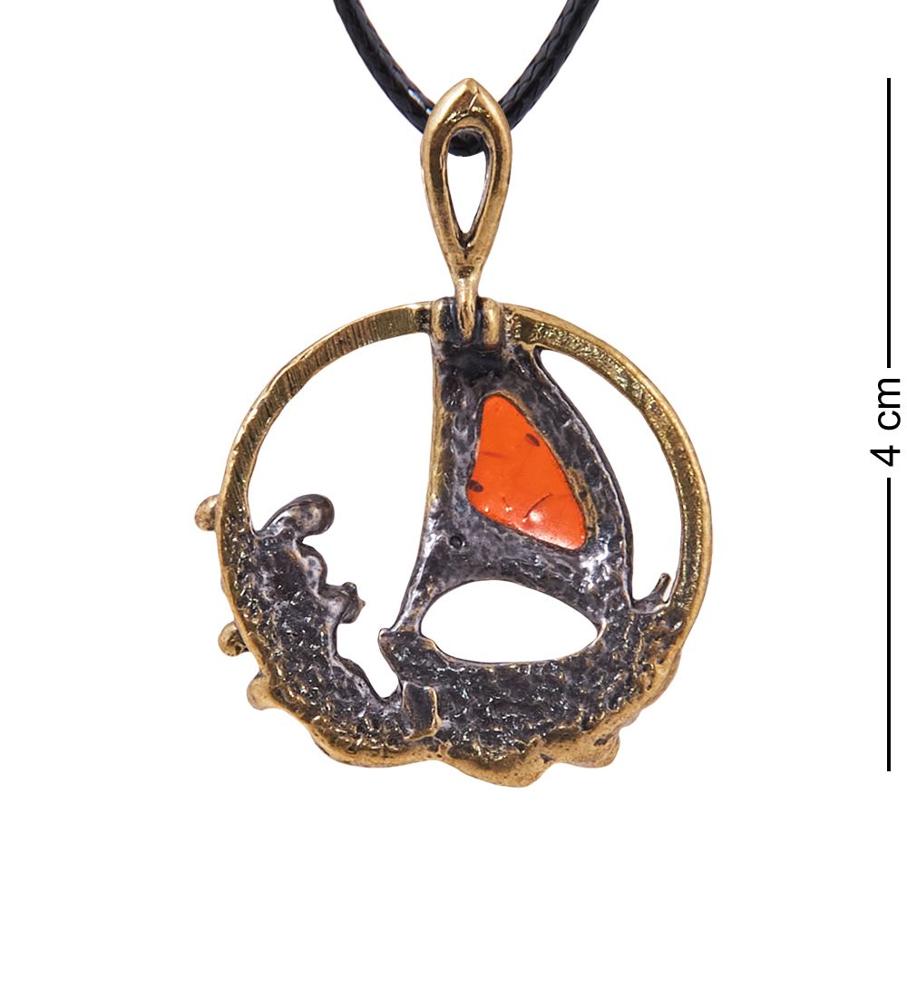 AM-3868 Подвеска «Алые паруса» (латунь, янтарь)