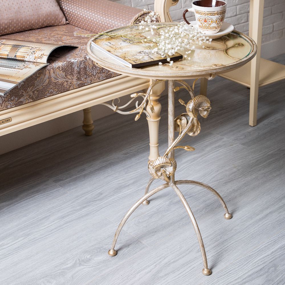 Декоративный столик Орхидея Фиори Айвори Мраморное золото
