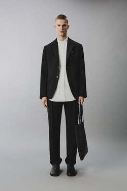 ZARA КОСТЮМНЫЕ БРЮКИ ИЗ 100% ШЕРСТИ, ЧЕРНЫЙ